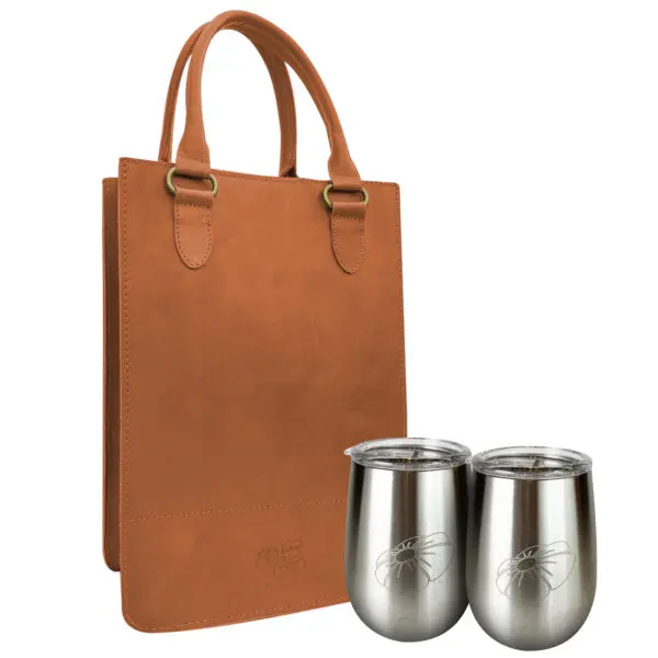 Leather Wine Bag Carrier for Two Bottles